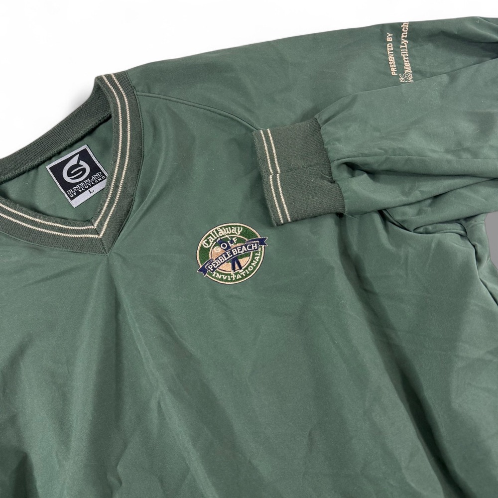 Sunderland of Scotland Golf Windshirt L Green Excellent Pebble Beach Callaway